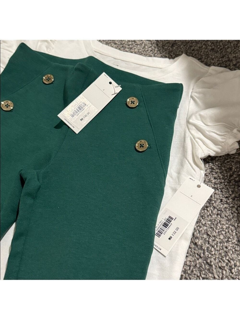 Janie and Jack White and Green Kids Matching Set - Picture 9 of 9